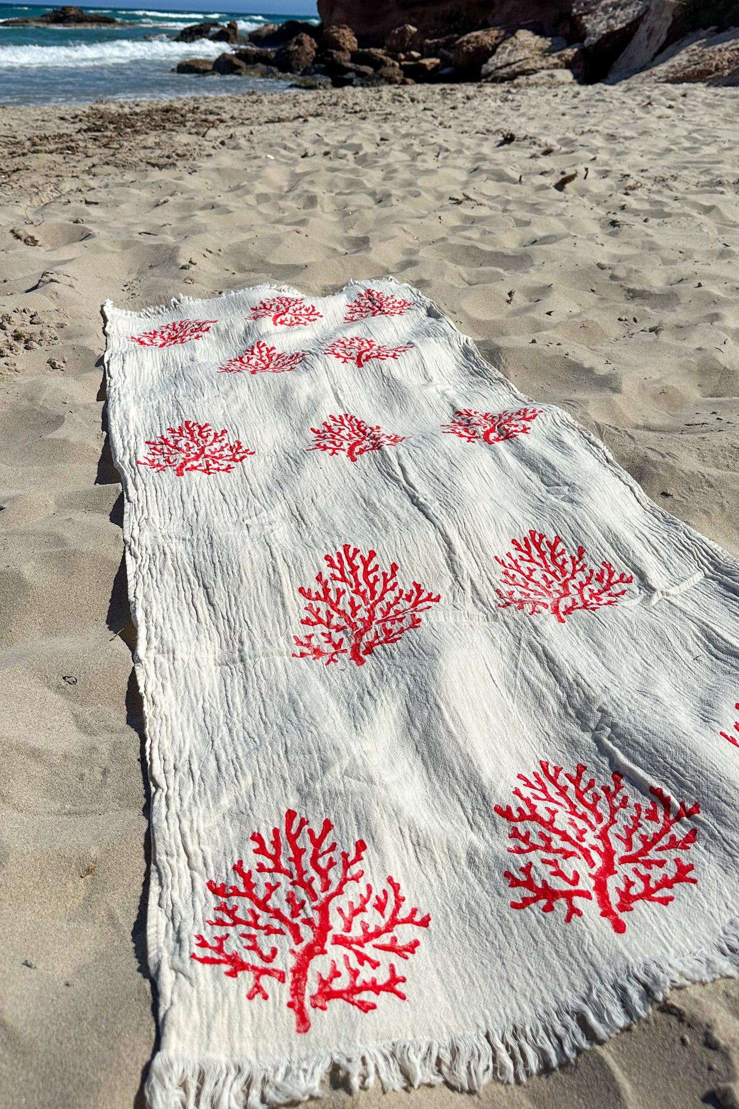 Beach Towel, Pestamal, Red Coral