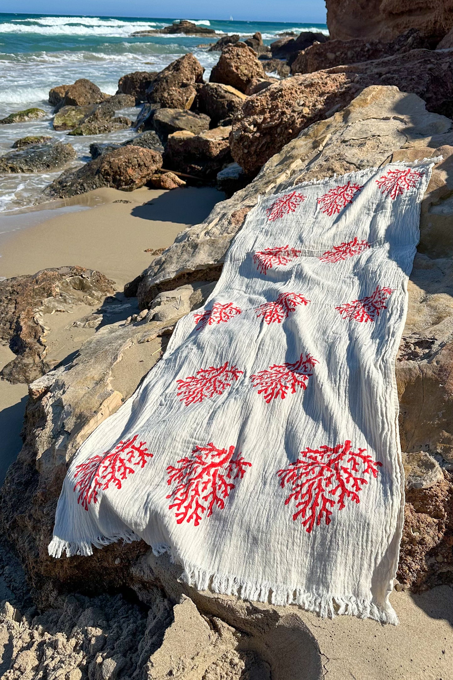 Beach Towel, Pestamal, Red Coral