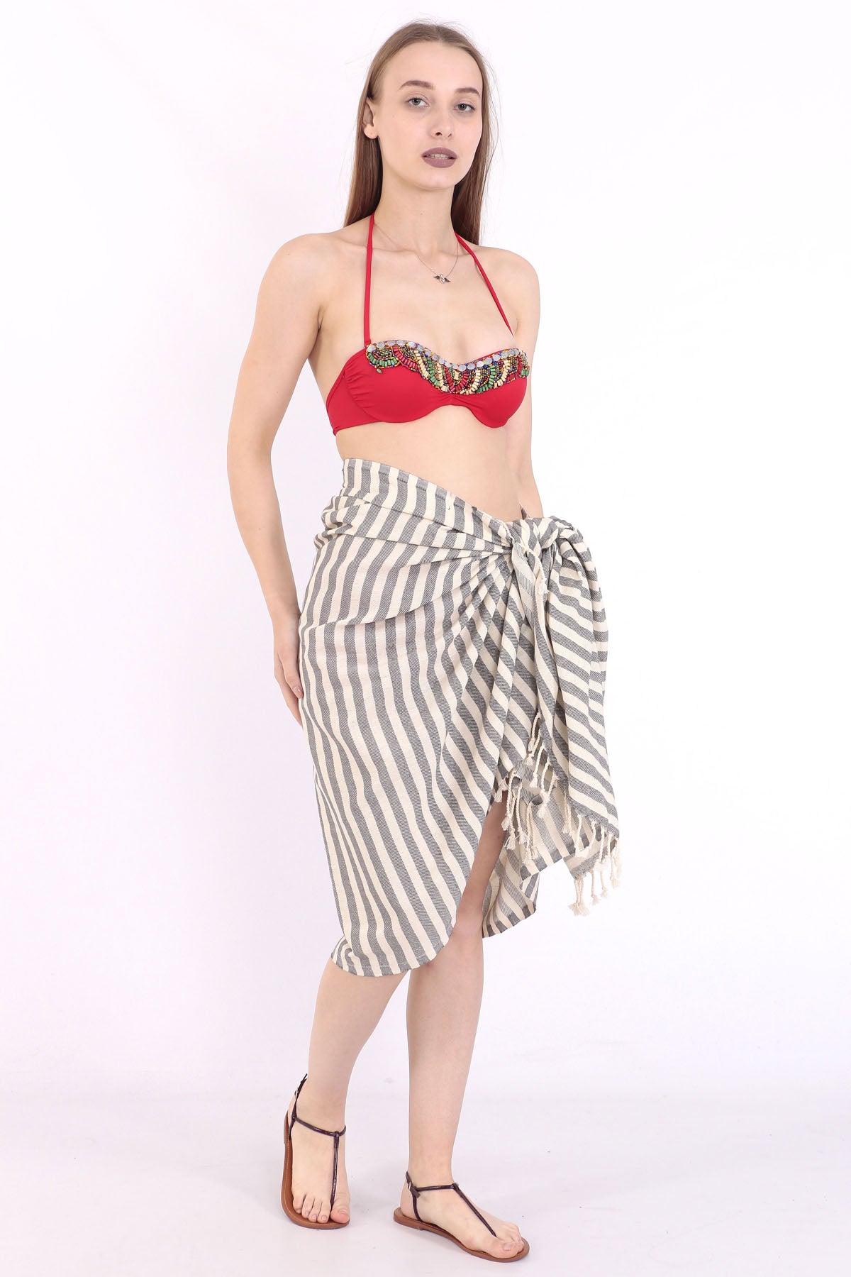 Pestamal, Beach Towel, Pareo, Stripes, Black
