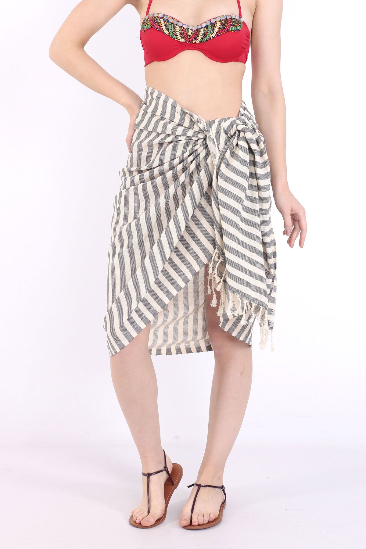 Pestamal, Beach Towel, Pareo, Stripes, Black
