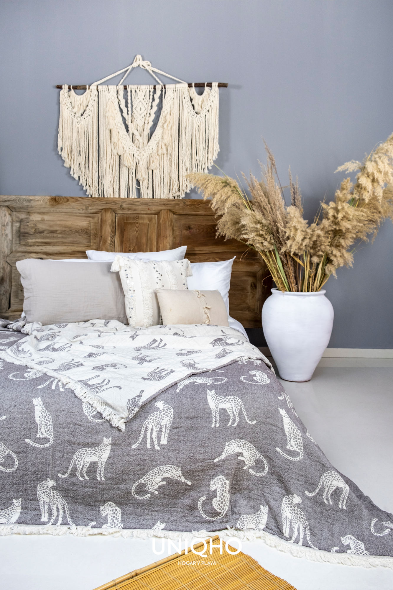 Bedspread, Quilt, Leopard, Gray