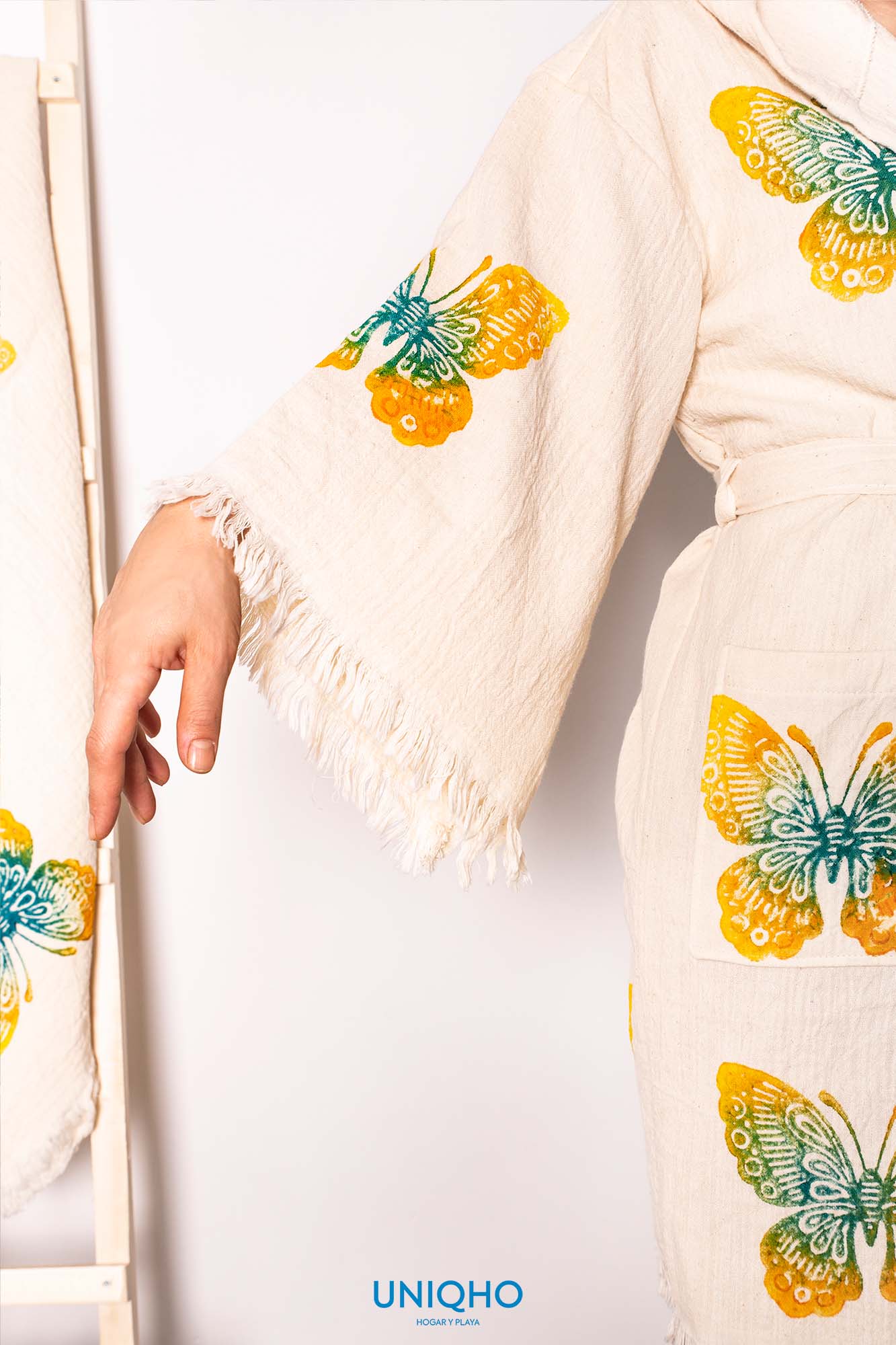 Kimono, Bathrobe, Woodblock Print, Butterfly
