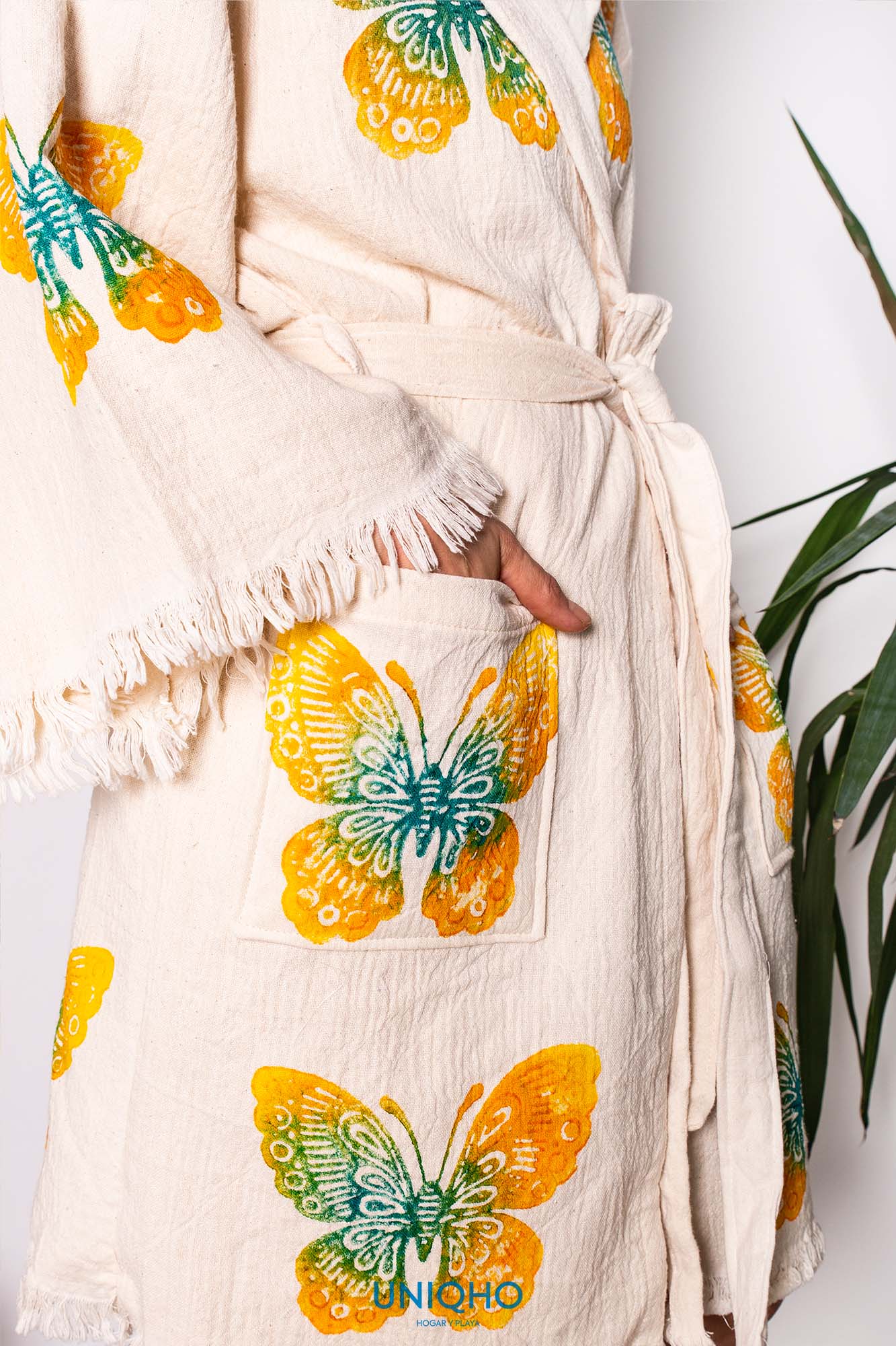 Kimono, Bathrobe, Woodblock Print, Butterfly