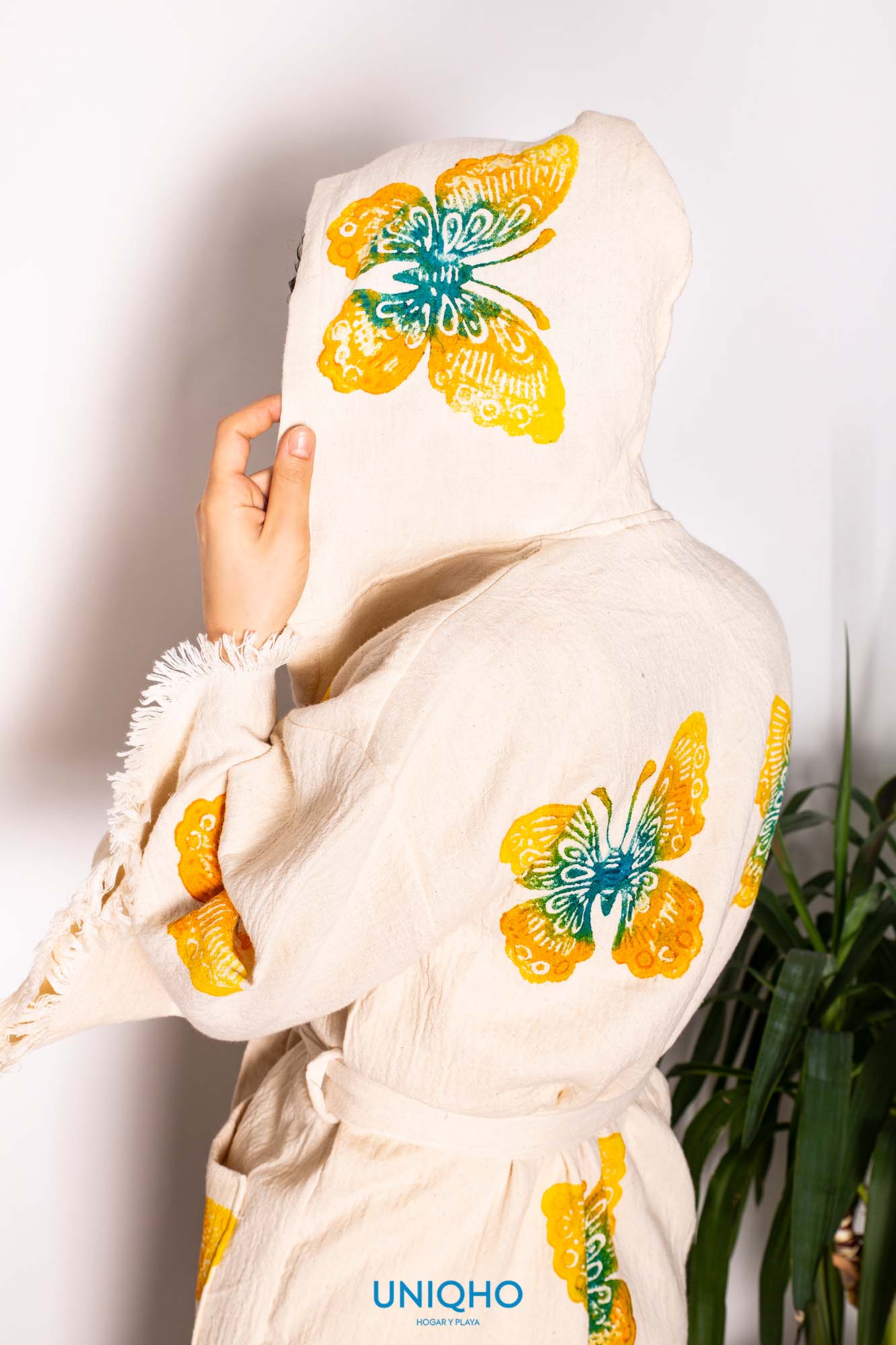 Kimono, Bathrobe, Woodblock Print, Butterfly