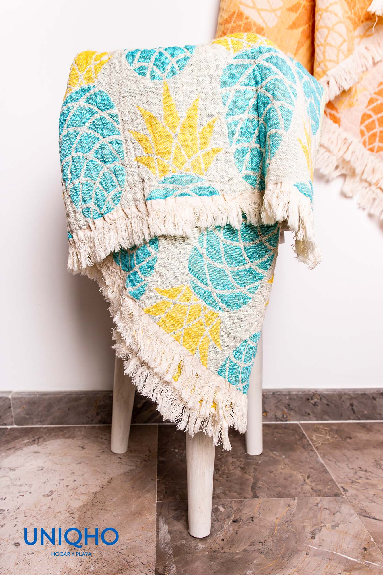 Beach Towel, Pineapple, Turquoise, Yellow