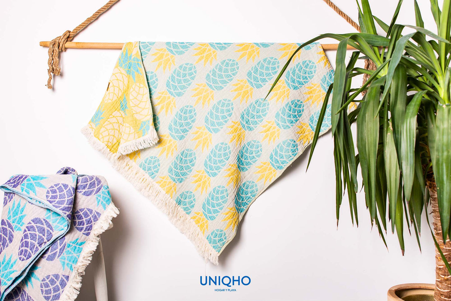 Beach Towel, Pineapple, Turquoise, Yellow