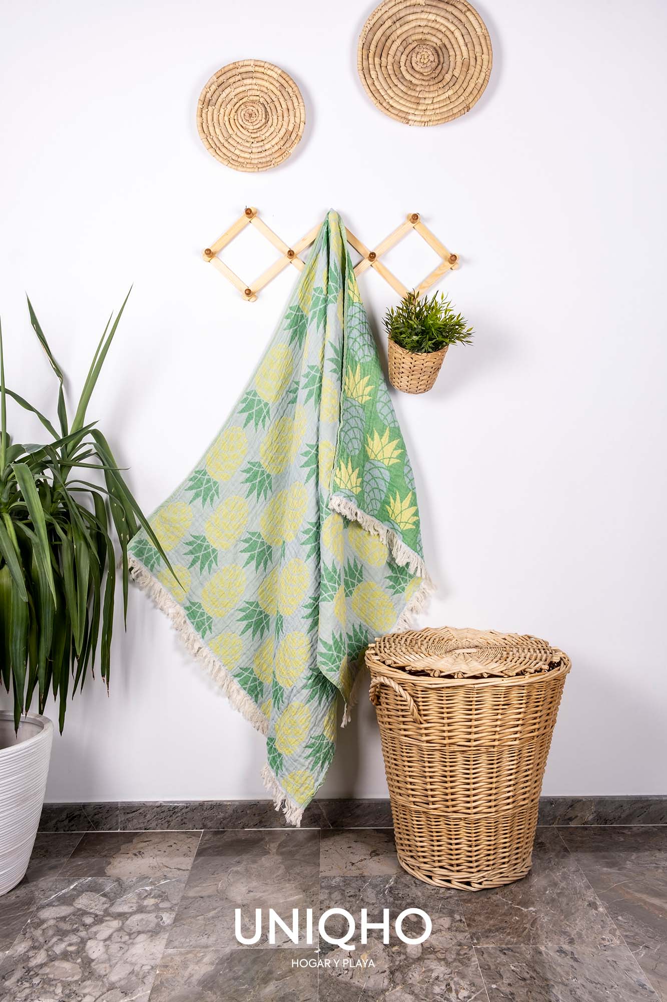 Pestamal, Beach Towel, Pineapple, Yellow, Green