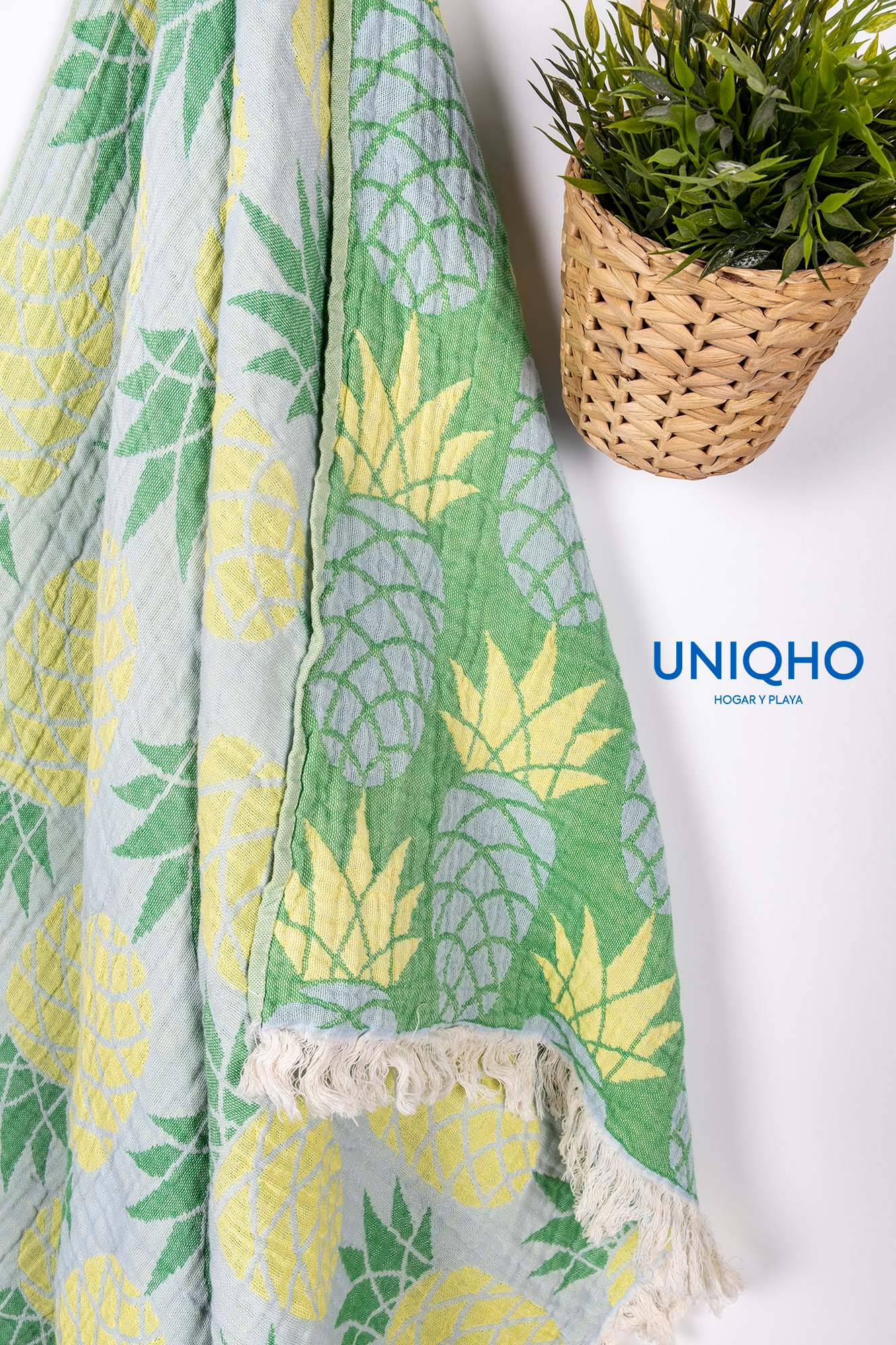 Pestamal, Beach Towel, Pineapple, Yellow, Green