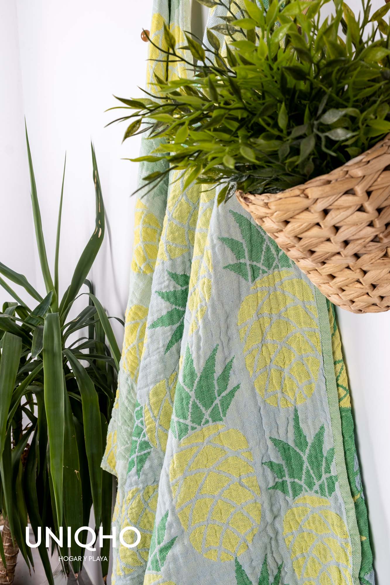 Pestamal, Beach Towel, Pineapple, Yellow, Green