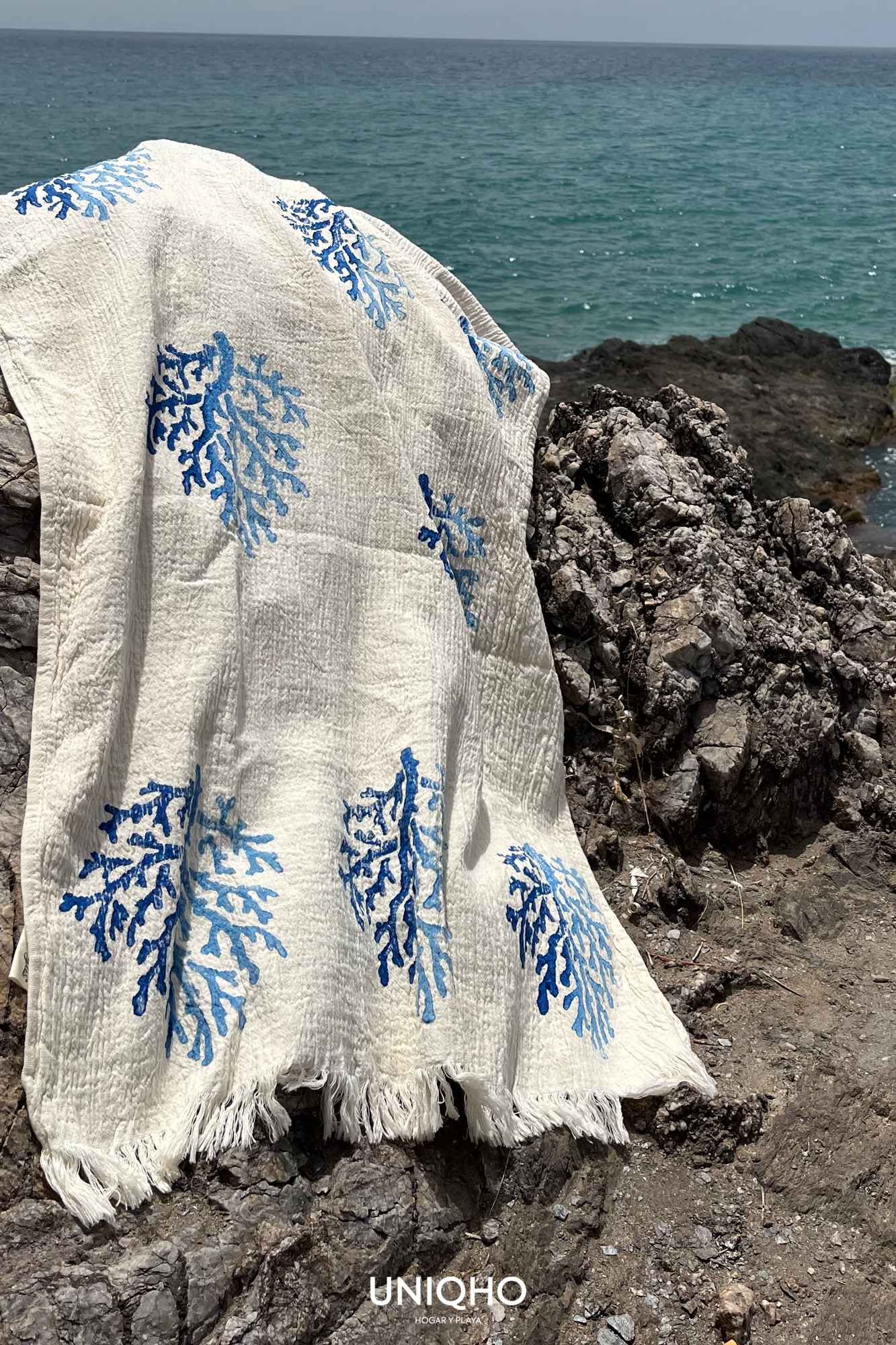 Toalla de Playa, Pestamal, Coral Bicolor, Azul-Azul Claro