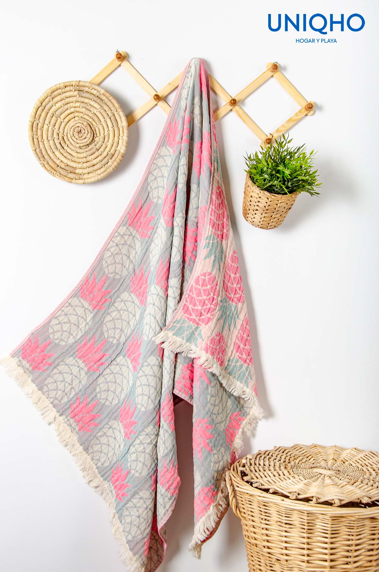 Beach Towel, Pestamal, Pineapple, Neon Pink