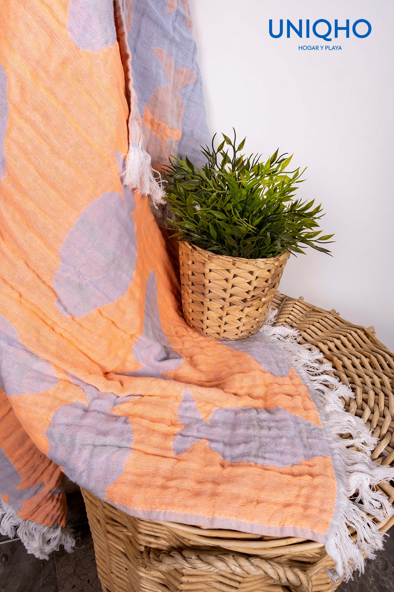 Pestamal, Beach Towel, Caribbean Fish, Orange, Blue