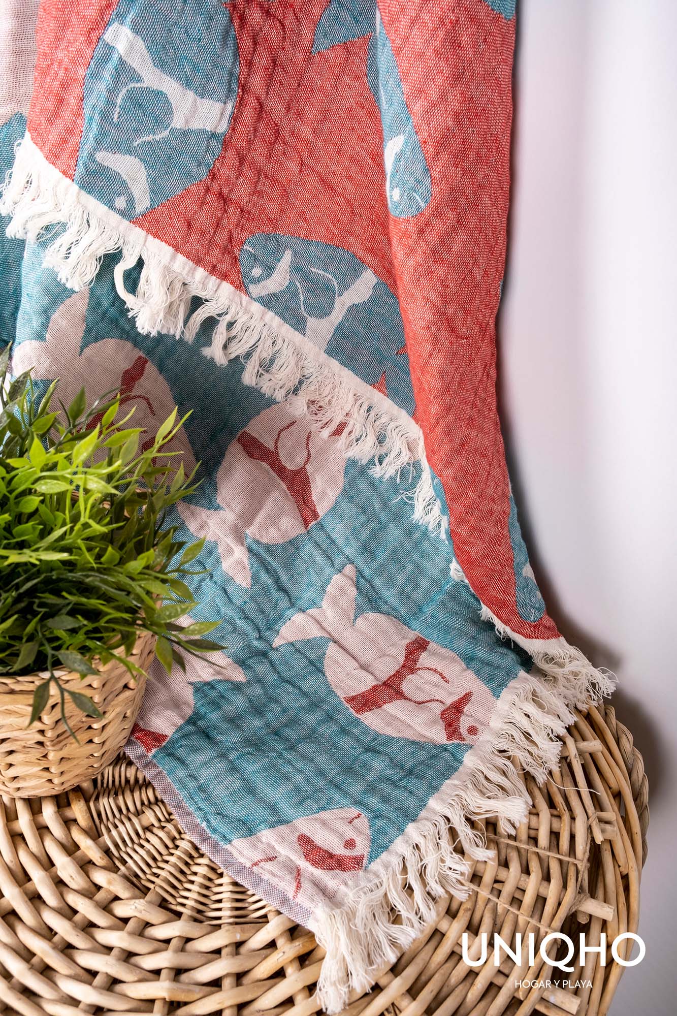 Pestamal, Beach Towel, Maritime, Green, Red