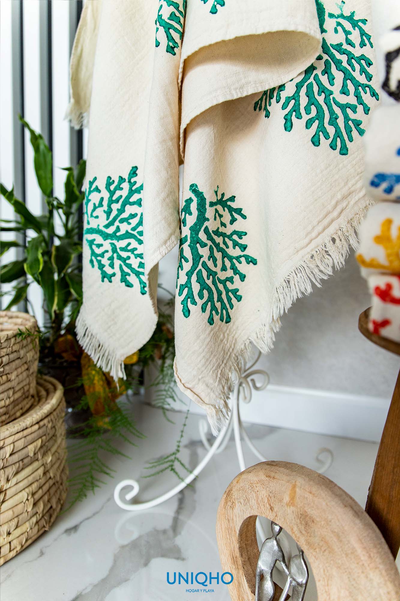 Beach Towel, Pestamal, Coral, Green
