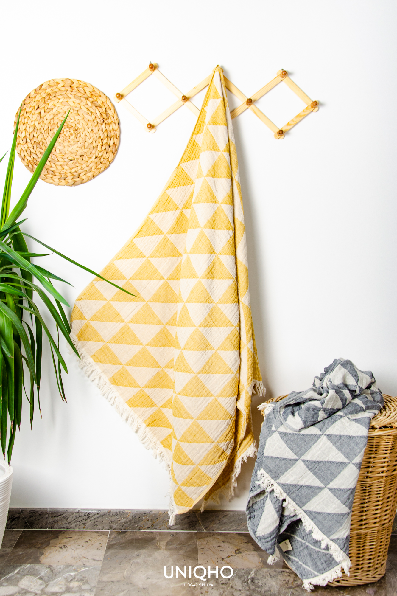 Pestamal, Beach Towel, Triangles, Yellow