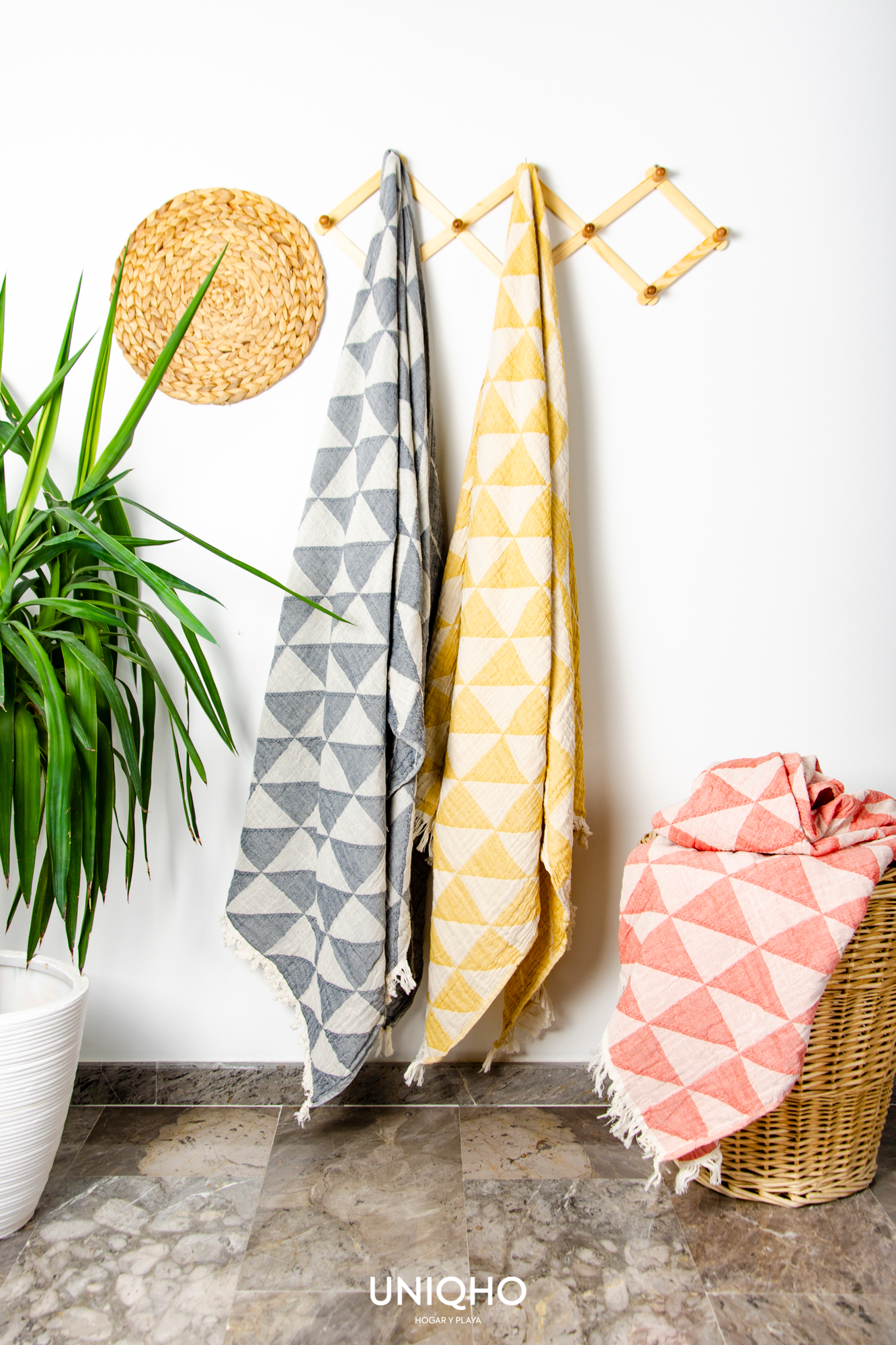 Pestamal, Beach Towel, Triangles, Yellow