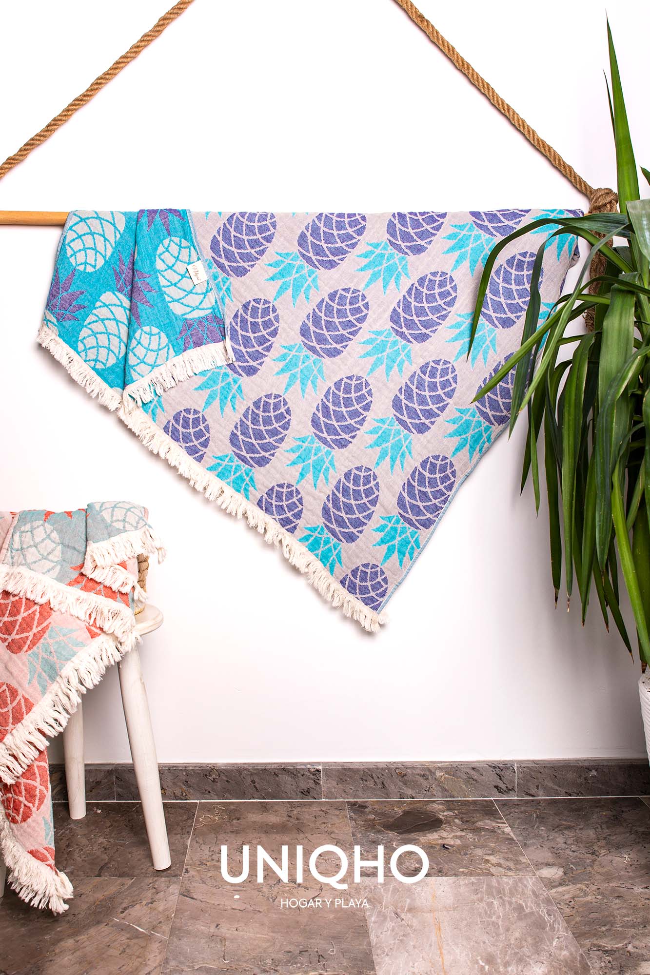 Beach Towel, Pestamal, Pineapple, Turquoise, Violet