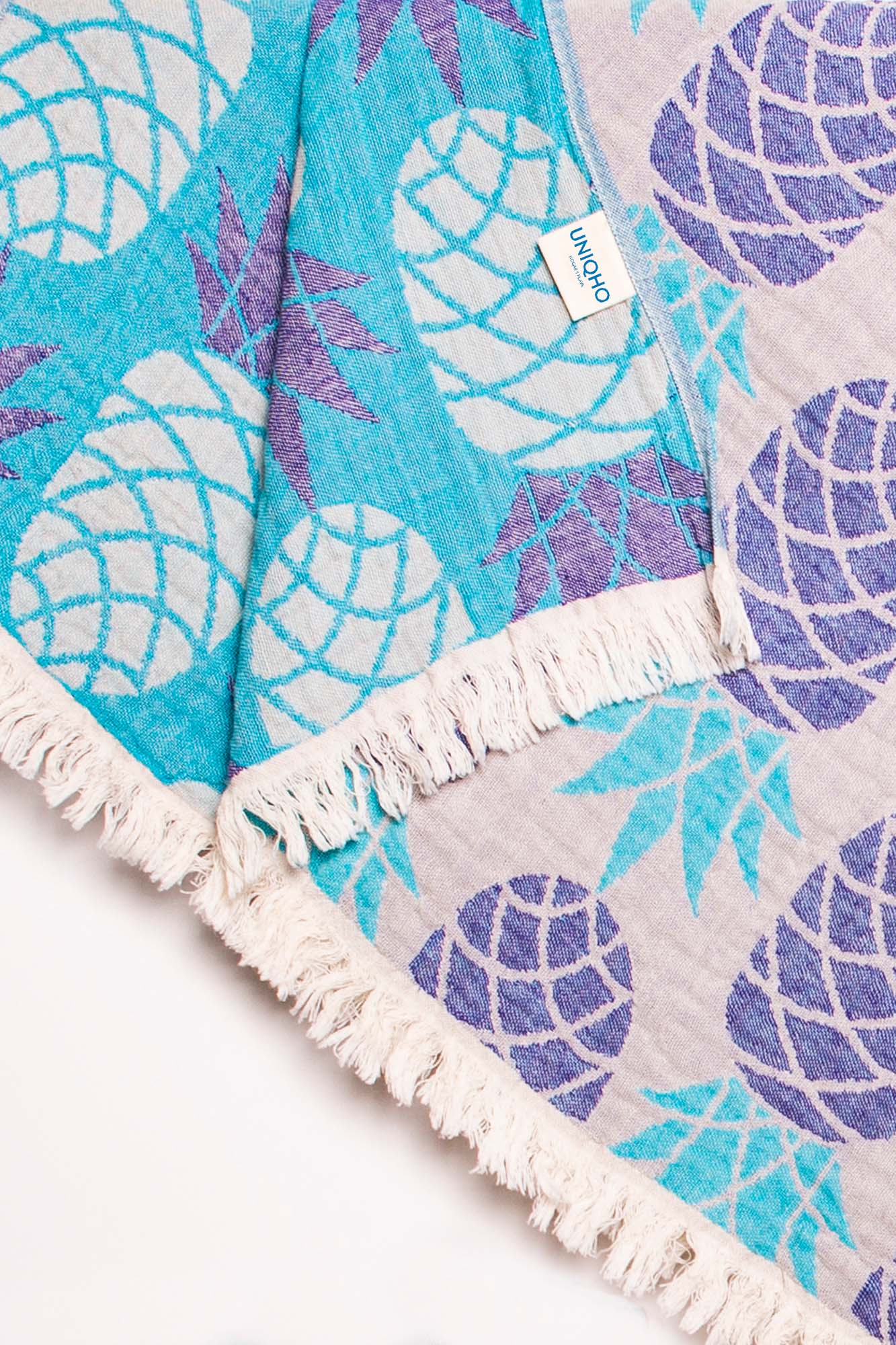 Beach Towel, Pestamal, Pineapple, Turquoise, Violet