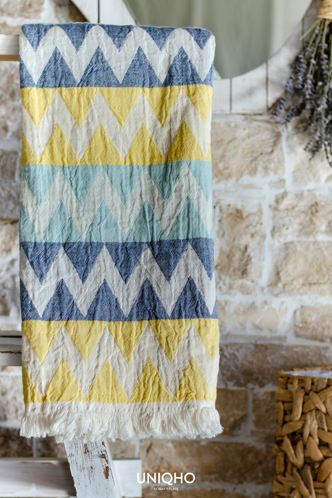 Pestamal, Beach Towel, Zigzag, Yellow