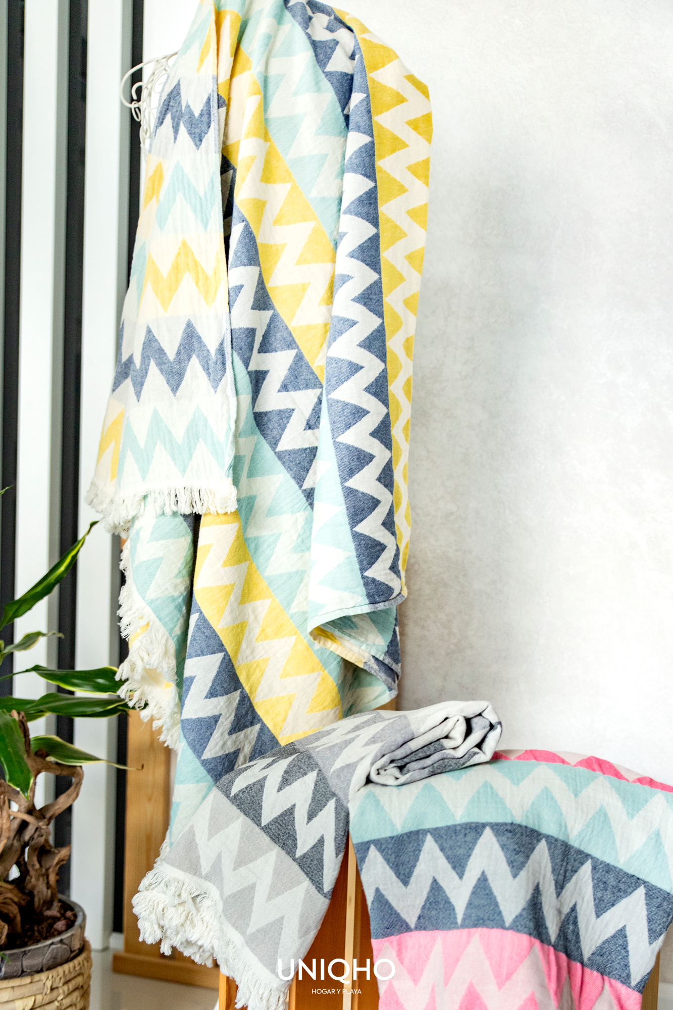 Pestamal, Beach Towel, Zigzag, Yellow