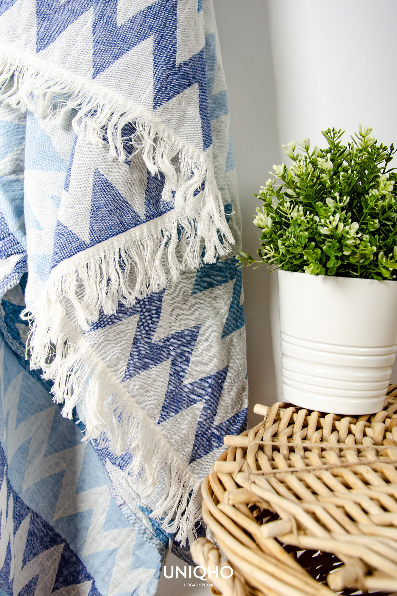 Pestamal, Beach Towel, Zigzag, Denim Blue