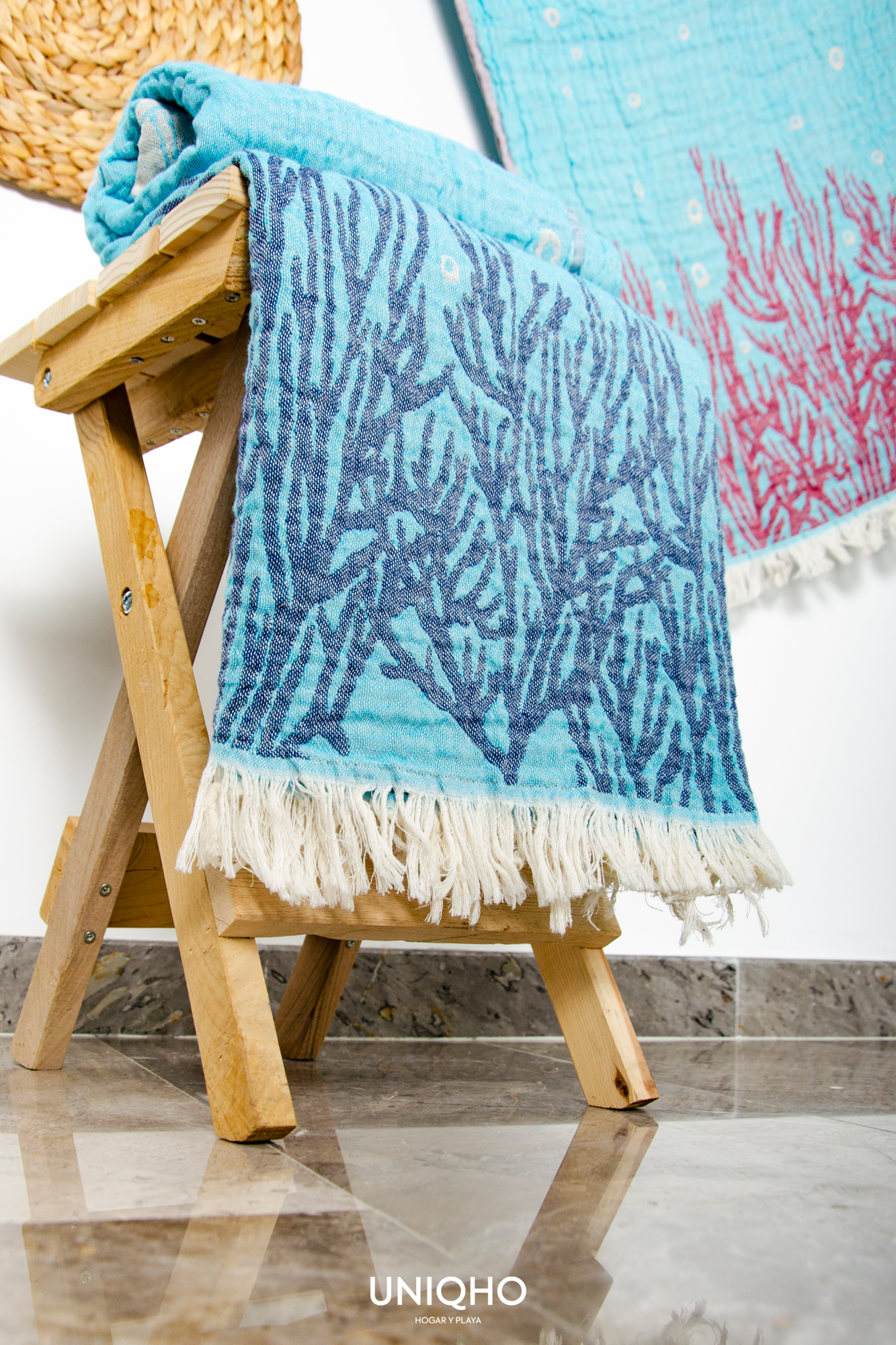 Beach Towel, Pestamal, Coral Fish, Blue