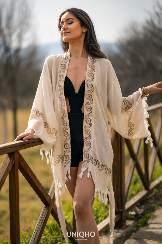 Kimono, Ropa de Playa, Etnico, Marrón