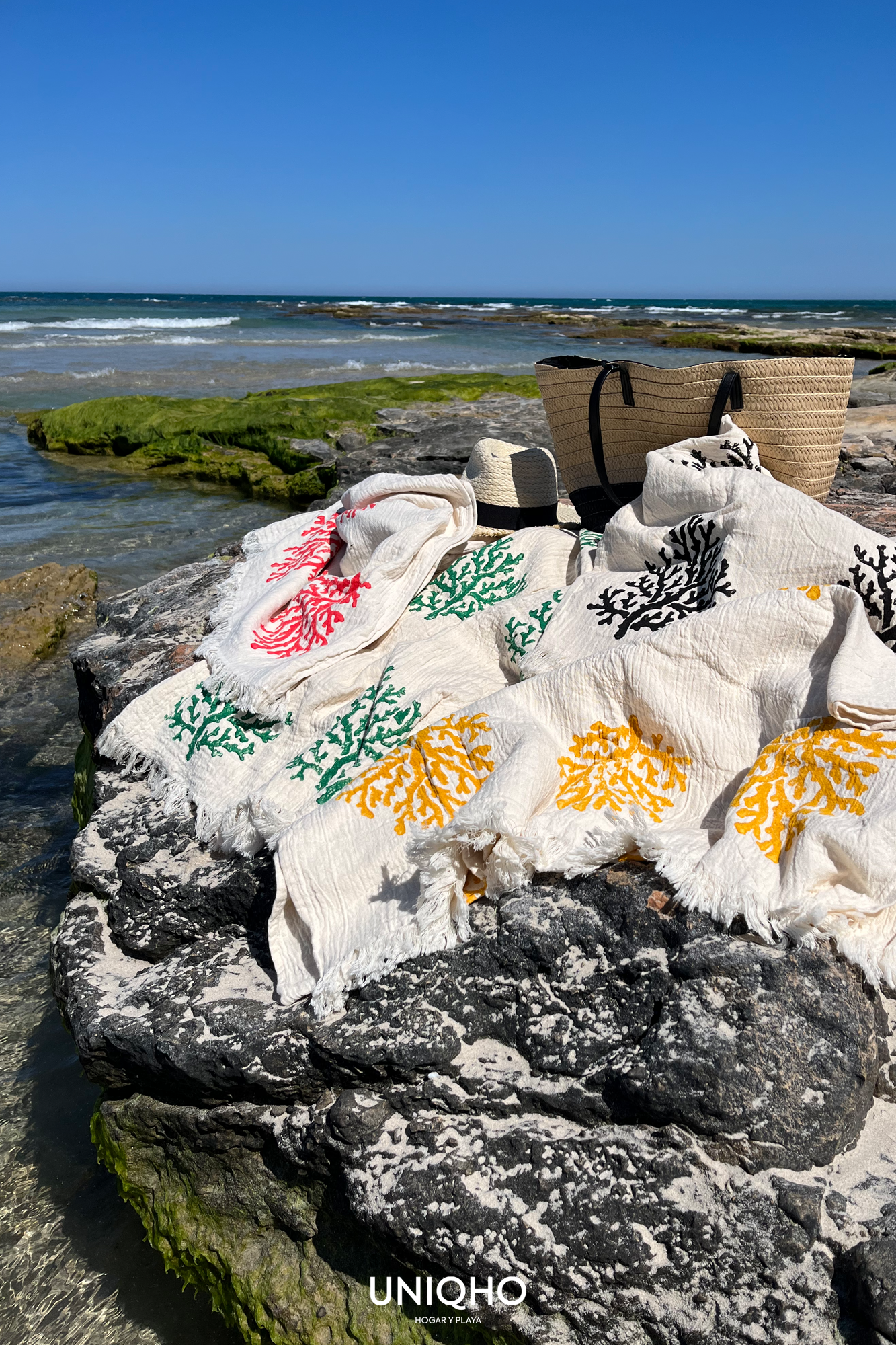 Toalla de Playa, Pestamal, Coral, Verde